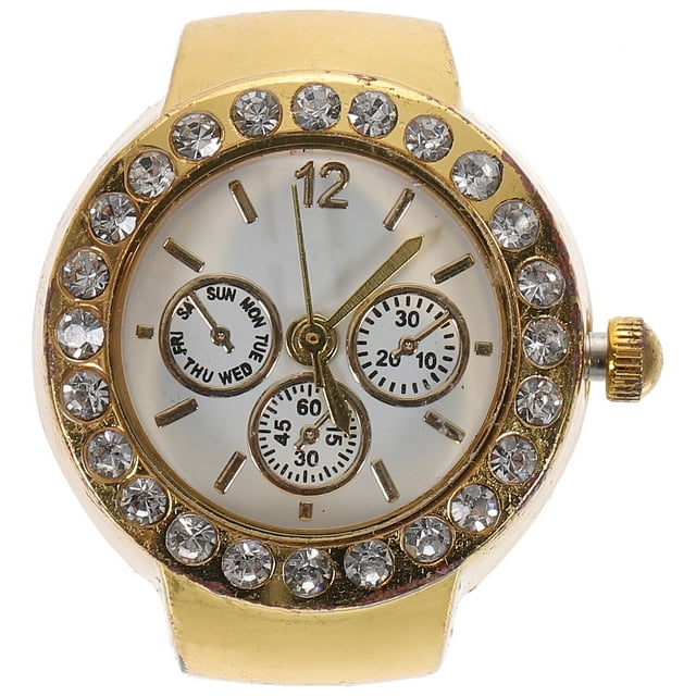 Relojes de anillo de diamantes de imitación Reloj de anillo de dedo de cuarzo reloj de anillo elástico Festival de regalo