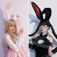 thumbnail image 3 of Fvsianol Rabbit Ear Hair Hoop Rabbit Ear Headband Rabbit Ear Hair Hoop Lolita Long Bunny Ears Plush Contrast Color Cosplay Elastic Furry Hair Hoop Headdress, 3 of 7