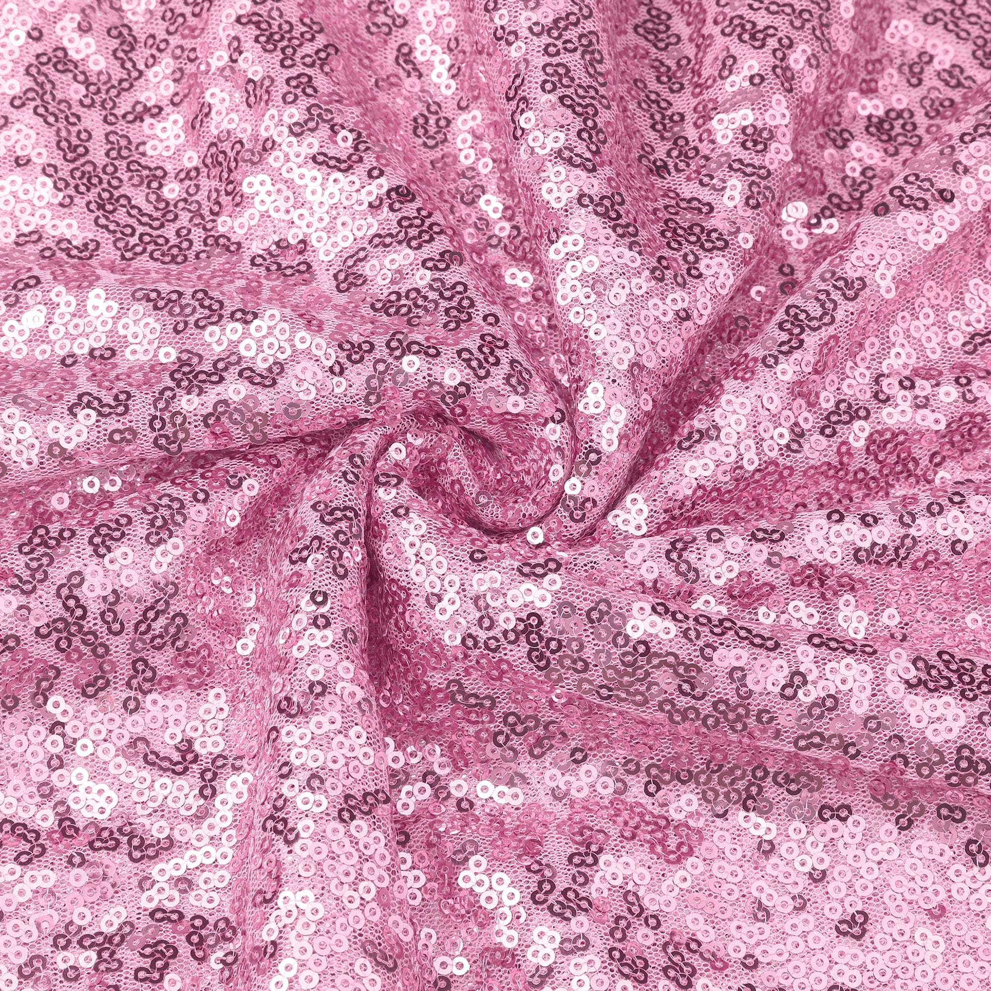Unique Bargains Sequin Table Covers for Dining Room Parties or Dances Tablecloths Pink 47"x59"