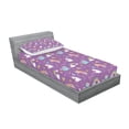 thumbnail image 2 of Ambesonne Cartoon Fitted Sheet & Pillow Sham Set, Unicorn Rainbows, Twin, Multicolor, 2 of 2