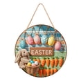 thumbnail image 1 of YWIYIUD 1PC Easter Wreath Rabbit Wooden Front Door Wreath 12 Inch, Easter Rabbit Eggs Wooden Sign, Round Easter Hanging Sign for Holiday Home Door Wall Farmhouse Decorations Indoors Outdoors, 1 of 6