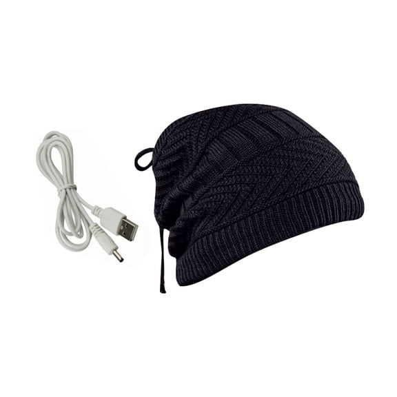 USB Heated Knit Winter Hat for Adults, Rechargeable Warm Cap for Outdoor Sports and Commuting, Cold Weather Thermal Headwear for Men Women