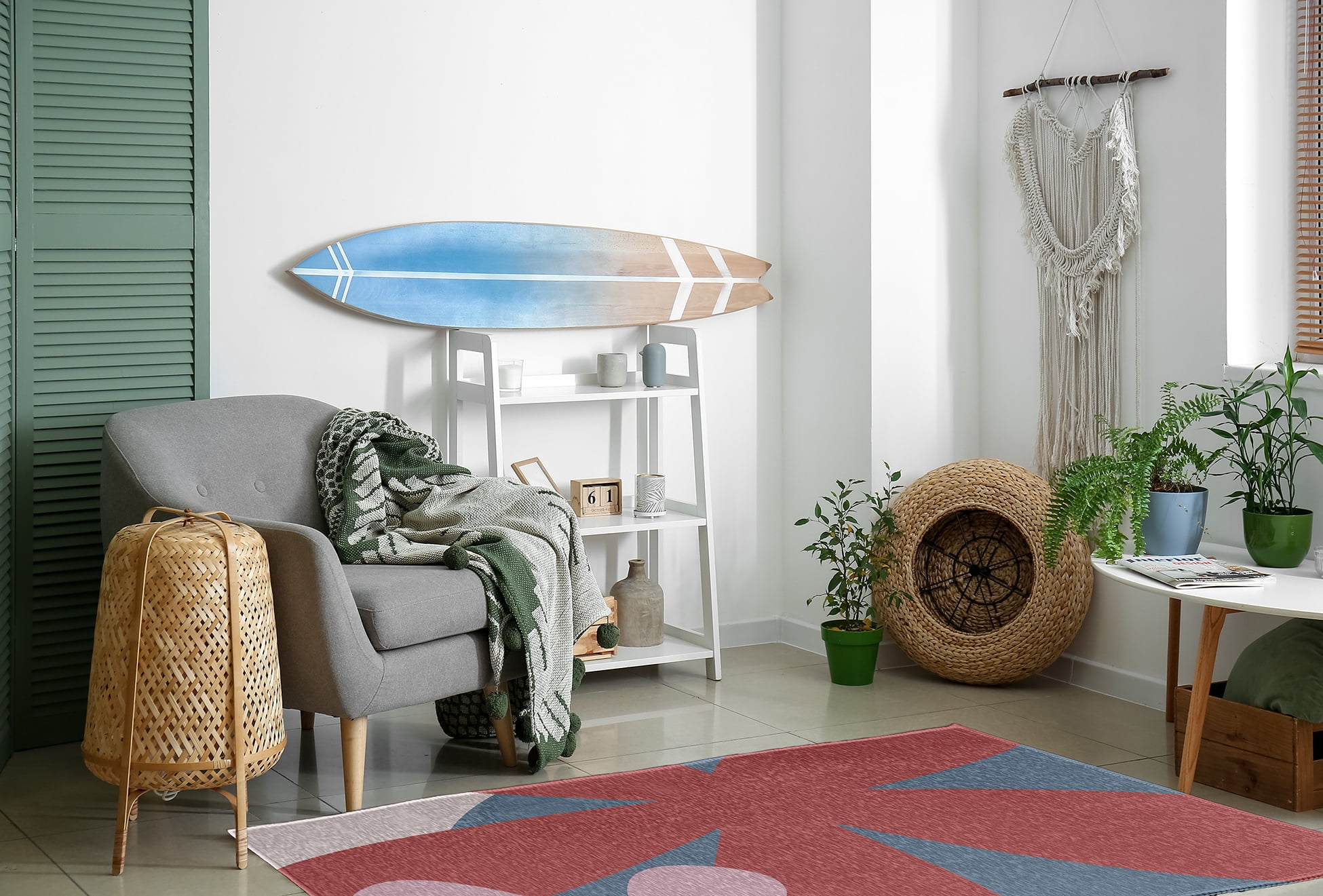4' x 6' Simply Daisy Bold Flowers Modern & Contemporary Chenille Area Rug, Bright Mauve Pink