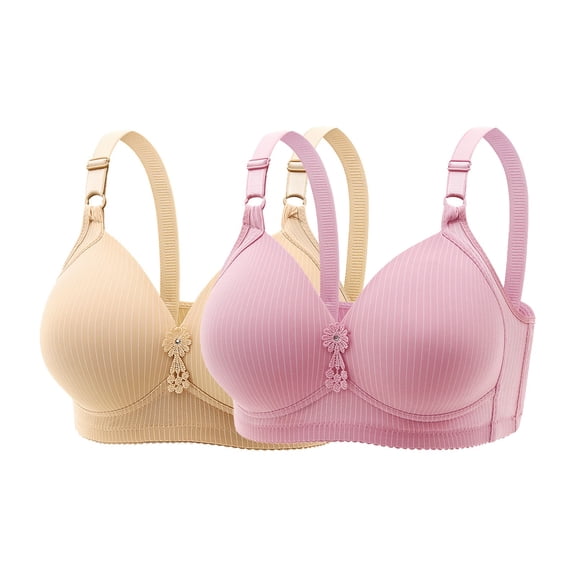 WCJM Women'S Nylon,Spandex Orange Nylon Underwear High Support Bras For Women Adjustable Strap Full Coverage Up Bras Comfortable No Underwire Wireless Bras