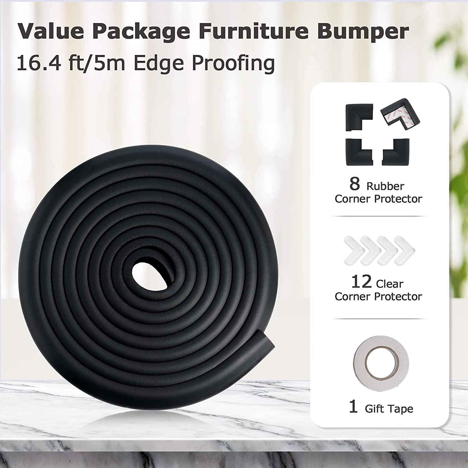 Desk Edge Foam U Shape Corner Cushion Guard Strip Bumper Protector 4pcs  Black - 4 Pack - Bed Bath & Beyond - 36355358