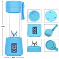 thumbnail image 3 of Personal Blender, Portable Juicer Electric Fruit Blender, Mini Blender Smoothie Maker Mixer, USB Juice Blender, Rechargeable, 6 Blades in 3D for Excellent Blending, 380 ML Blue, 3 of 5
