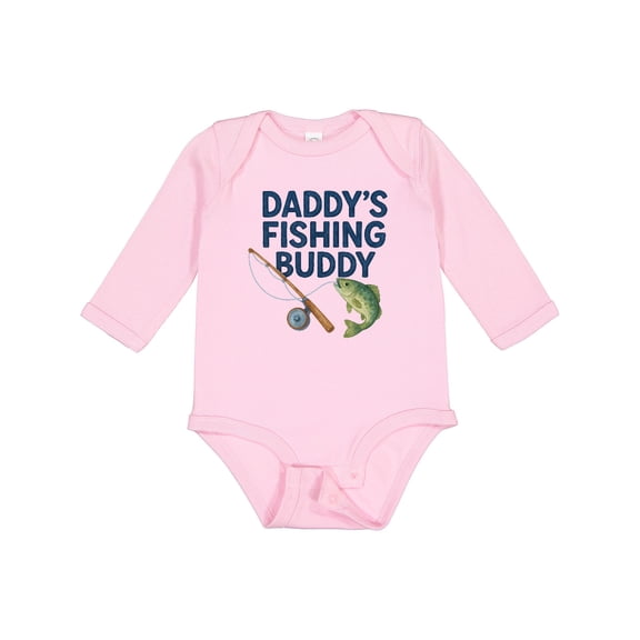 Inktastic Daddy's Fishing Buddy Graphic Boys or Girls Long Sleeve Baby Bodysuit