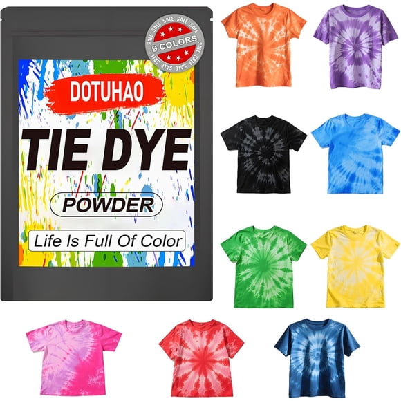 Tie Dye Powder Kit, 9 Colors Clothing Dye, Fabric Color Dye, Permanent & Washfast Powder Tie Dyes, Creative Dyes for Clothes(9 Colors, 2 OZ)