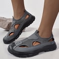 thumbnail image 3 of pwidon Men's Closed Toe Mesh Hiking Sandals Slip On Non Slip Thick Rubber Sole Outdoor Summer Walking Shoes Gray 45, 3 of 6