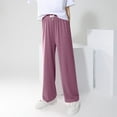 thumbnail image 2 of SGFCWSX Girls Wide Leg Pants with Bow Baggy High Elastic Waist Trousers for Kids Casual Solid Color Pant Pink Size 3 Years, 2 of 6
