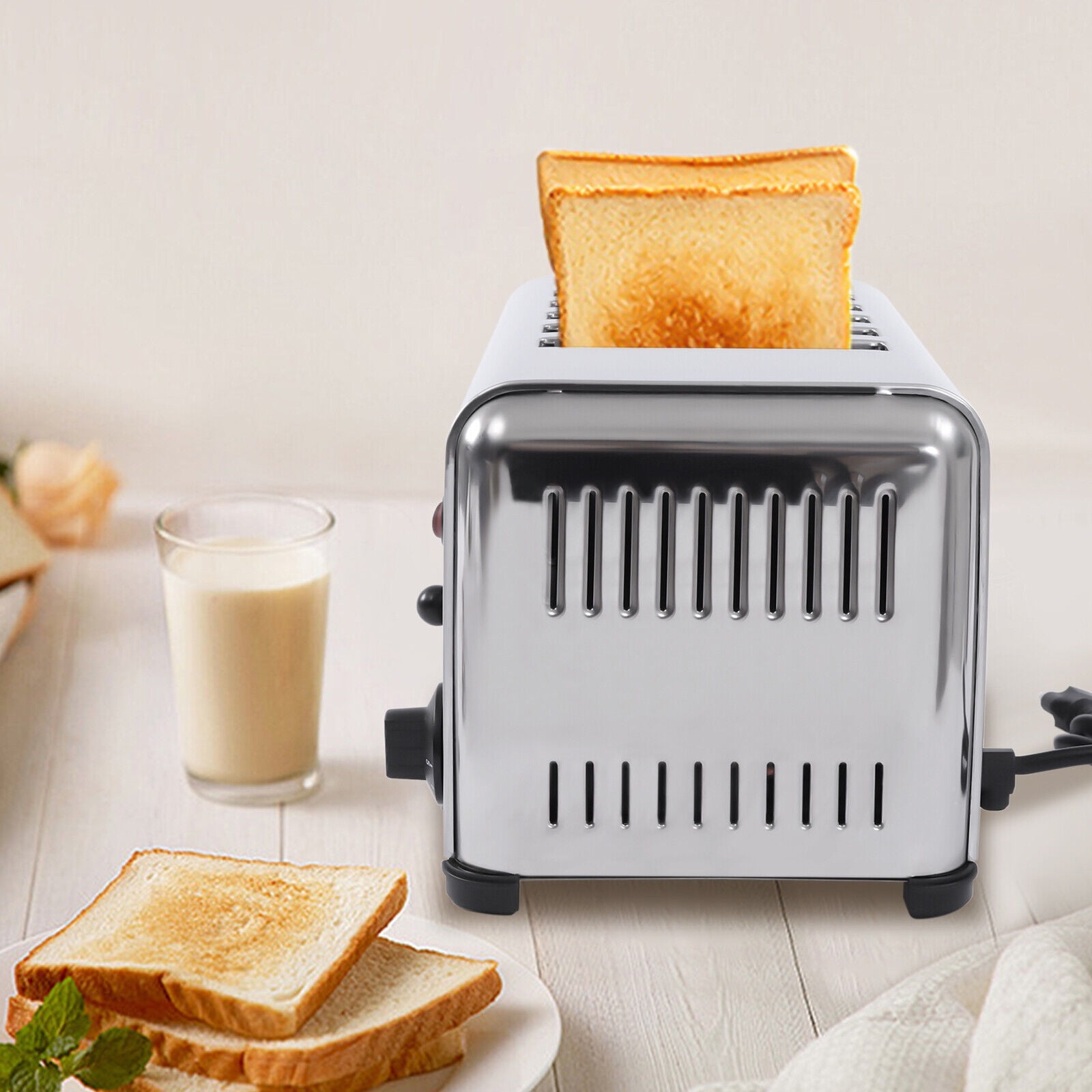 Miumaeov 6-Slice Toaster Stainless Steel Toast Bread Waffle Machine Bread Baking With Timing