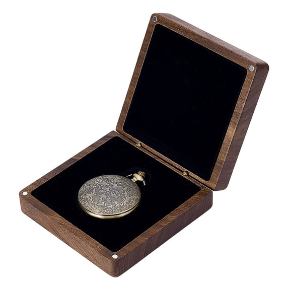 4x4 inch Walut Wood Watch Box Pocket Watch Organizer Case Display Box Gift Cases for Men Birthday Father's Day Travel Home Store Exhibition Organizer Inner Diameter: 62.5x48mm DIY