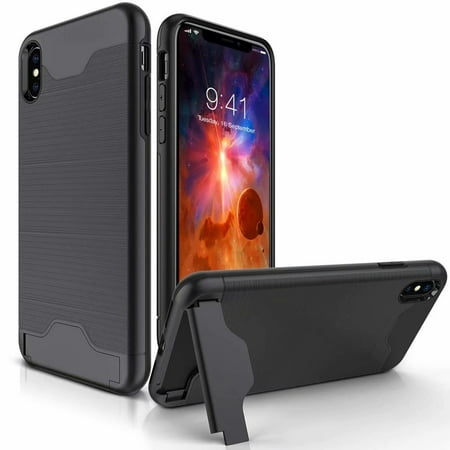 iPhone XS Max Case, iCaber Shockproof Heavy Duty Full Protective Cover Kickstand Dual Layer Wallet Design Case Apple iPhone XS Max