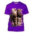 thumbnail image 5 of ZCFZJW Summer T-Shirts for Men Big and Tall 3D Fake Muscle Pattern Graphic Short Sleeve Crew Neck Workout T Shirt Loose Fit Soft Cotton Pullover Tops Purple XXXL, 5 of 6