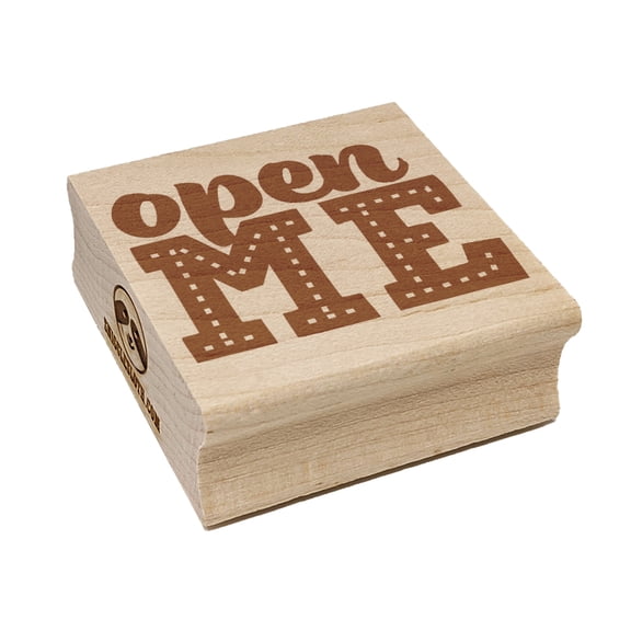 Open Me Fun Text Square Rubber Stamp Stamping Scrapbooking Crafting - Medium 1.75in