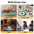 thumbnail image 2 of Teal Blue Brown Round 13 Inch Placemats Set of 8, Retro Farmhouse Gradient Wood HeatResistant Non Slip Place Mats for Dining Table, Wipeable Braided Kitchen Table Mats for Housewarming, 2 of 9