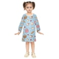 thumbnail image 2 of Girls' long-sleeved dress Cute Picnic Elements Girls' A-line dress with ribbed cuffs Soft and comfortable, 2 of 6