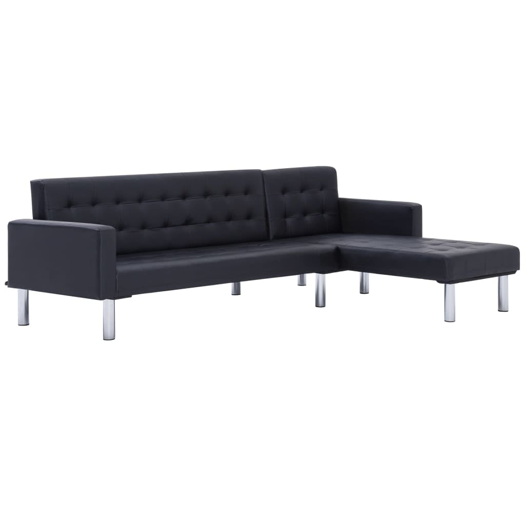 Kepooman 85" L-Shaped Convertible Faux Leather Sofa Bed Sleeper Sofa for Living Room, Black Kepooman 85" L-Shaped Convertible Faux Leather Sofa Bed Sleeper Sofa for Living Room, Black