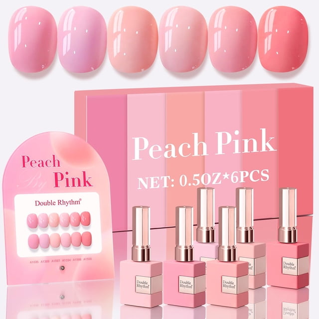 Set de esmaltes en gel Double Rhythm, 6 unidades, 15 ml, botella del mismo color