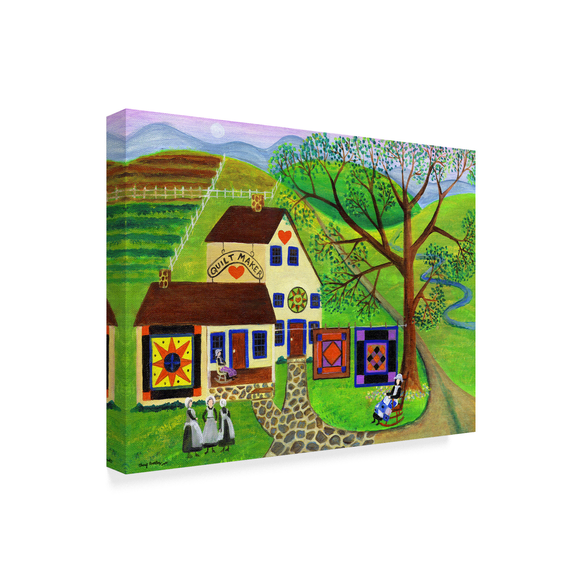 Trademark Fine Art 'Amish Country Quilt Makers' Canvas Art by Cheryl Bartley
