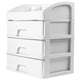 thumbnail image 4 of GOOHOCHY Organizador de maquillaje de escritorio con cajón para cosméticos, caja de almacenamiento estratificada, tres capas (blanco), 4 of 8