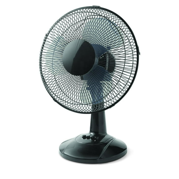 Mainstays 12" 3-Speed Oscillating Table Fan, FT30-8MBB, New, Black