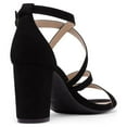thumbnail image 4 of BURUDANI Women's Ankle Strap Dress Pump Low Chunky Heel Sandals BLACK/SUEDE Size 7.5, 4 of 4