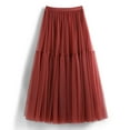 thumbnail image 2 of Riforla Autumn and Winter Skirt Female Half Swing Long Skirt High Waist Cake Mesh Skirts for Women Trendy Brick Red One Size, 2 of 5