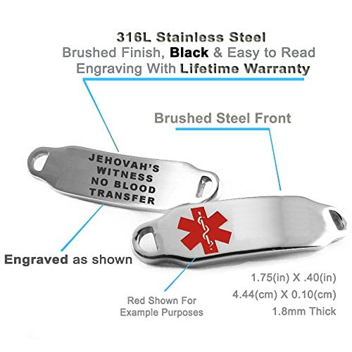 MyIDDr Medical Alert No Blood Transfusion Stainless Steel Millefiori Glass Bracelet Walmart