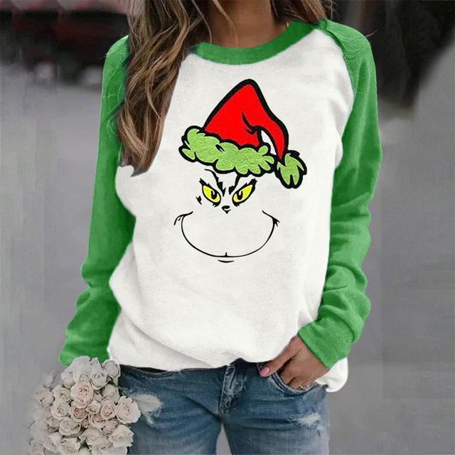 Sudadera Navideña Sudadera Cuello Redondo Mujer Ropa Deportiva Ygjytge verde retro T XL para Mujer