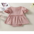 thumbnail image 4 of PENGXIANG Nouveau-Né Bébé Fille Coton Robe Romper Manches Courtes Bouton Couleur Unie Tutu Body Bébé Été Robe de Base, 4 of 9