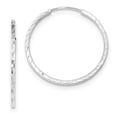 thumbnail image 1 of Real 14kt White Gold Diamond-cut Princess Square Tube Endless Hoop Earrings; for Adults and Teens; for Women and Men, 1 of 2