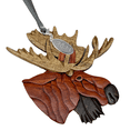 thumbnail image 4 of Moose Ornament Two-Tone Wood Intarsia Design Moose Head Christmas, in Gift Box, 4 of 5