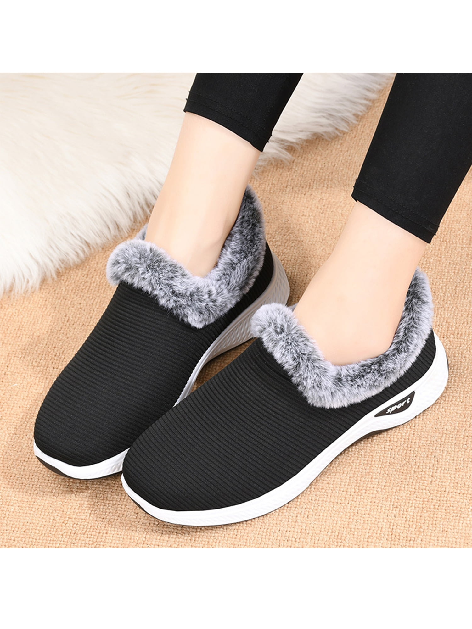 Women's Hidden Wedge Sneakers Athletic Slip on Loafers Suede Shoes Comfy 5-8.5