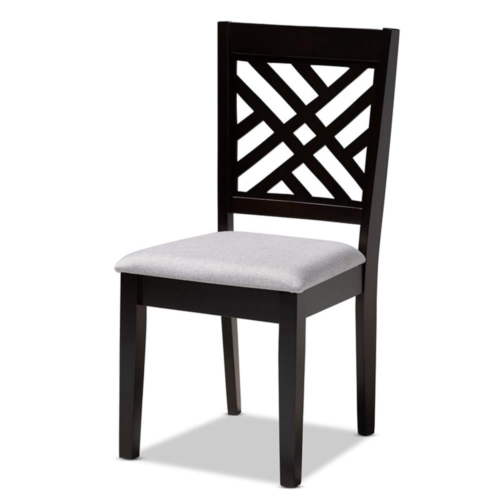 Baxton Studio Caron Fabric and Wood Dining Chairs in Gray and Brown (Set of 4)