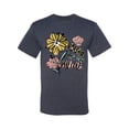 thumbnail image 2 of Wild Bobby Worship While You Wait Sunflower Pink and Yellow Inspirational/Christian Men Tee, Vintage Heather Navy, XX-Large, 2 of 6