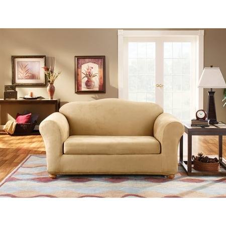 Sure Fit Stretch Suede 2-Piece Loveseat Slipcover