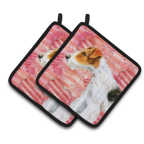 Caroline's Treasures Fox Terrier Love Pair of Pot Holders