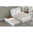 thumbnail image 3 of Full Size Upholstered Platform Bed with Wood Supporting Feet and Twin Size Trundle, White, 3 of 13