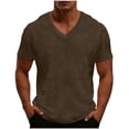 thumbnail image 2 of Short Sleeve Casual Shirts Tops Men's Fitness Home Wear Pajamas Fashion Loose Casual Solid Color T-Shirt Sports Short Sleeved Top Coffee Xxxxl, 2 of 8