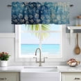 thumbnail image 4 of Summer Retro Window Valance for Kitchen, White Marine Life Conch Shells Blue Gradient Linen Rod Pocket Short Curtain for Small Windows, Light Filtering Decorative Valance, 56 x 16 Inch, 4 of 9