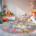 thumbnail image 3 of YOUFORTONG 6ft Round Washable Abstract Area Rug, Modern Low Pile Carpet, Soft Non-Slip Stain Resistant Indoor Mat for Living Room Bedroom Dining Room,Colorful, 3 of 8