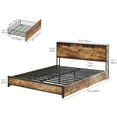 thumbnail image 5 of Dextrus King Size Bed Frame, Platform Bed with Storage Headboard, LED Light Strip, USB Ports & Charging Outlets, Four Storage Drawers, No Box Spring Needed, Easy Assembly - Vintage Brown, 5 of 5