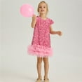 thumbnail image 4 of Hotiary Toddler Baby Girl Glitter Sequin Dress Kids Sparkly Fancy Ruffle Short Sleeve Holiday Festival Tulle Dress Children Birthday Party Princess Dress Pink for 2-8Y, 4 of 8