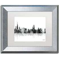 Trademark Fine Art "Chicago Illinois Skyline BG-1" Canvas Art by Marlene Watson, White Matte, Silver Frame