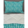 thumbnail image 3 of Romance Comforter & Sham Bedding Set, Heart Lovers Famous Universal Signic Design, 3 pcs Duvet Set Microfiber Filling Quilt, 5 Sizes, Jade Green Seafoam Cream, by Ambesonne, 3 of 4