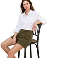 thumbnail image 5 of Women's Pleated Cotton Linen Shorts, High Rise Casual Summer Shorts with Rear Pockets, Soft Breathable Tailored Bottoms, 5 of 7