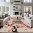 thumbnail image 5 of Rectangle Rug 6x9ft Area Rug, Country Blossom Cherry Flower Area Rugs for Living Room Bedroom, Spring Pink Floral Retro Linen Floor Mat Non-Slip Non-Shedding Carpet Indoor Accent Rugs, 5 of 9