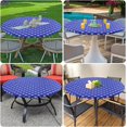thumbnail image 6 of Round Fitted Tablecloth with Elastic Edge, 100% Waterproof Oil Proof Plastic Table Cover, Vinyl Flannel Backed Tablecloth Fits 36"-44" Round Tables for Dinner, Outdoor, Picnic, Medium Blue, 6 of 6
