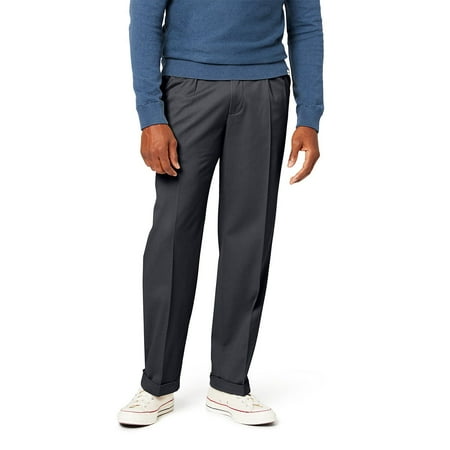 Men's Dockers® Relaxed Fit Comfort Stretch Pleated Cuffed Khaki Pants Color: Heather Gray Size: 40X30